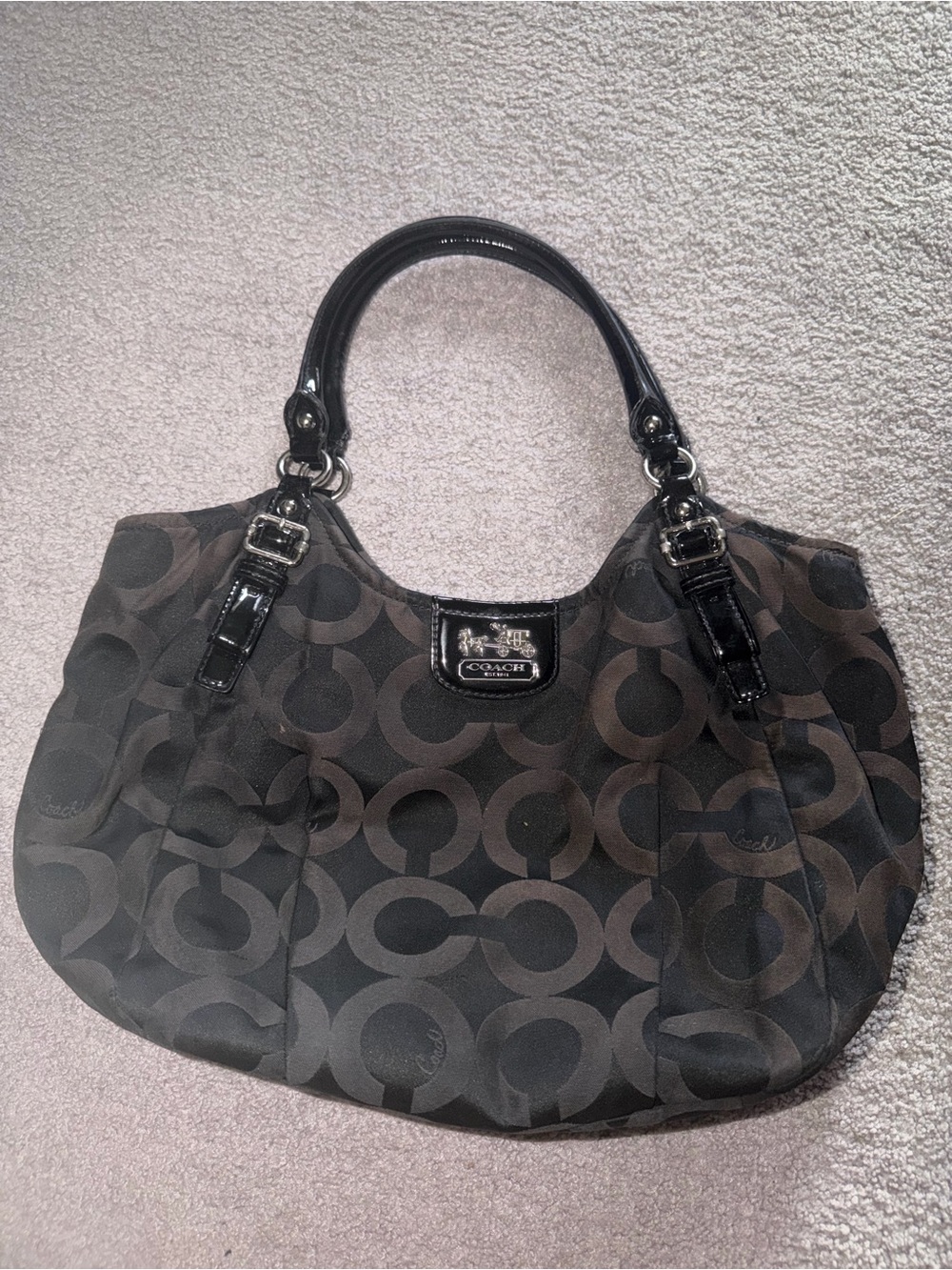 Coach Black & Brown Signature Shoulder Bag